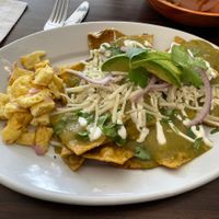 Green chilequilles  at Cien 100% Naturalisimo in Berwyn
