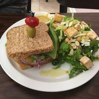 Side of Caesar salad. Not sure name of sandwich. at Cien 100% Naturalisimo in Berwyn