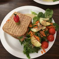 Healthy sandwich w carrot bacon at Cien 100% Naturalisimo in Berwyn