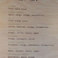 Juice menu at Mubble in Rye