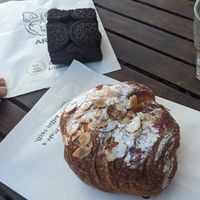 Almond croissant and Oreo browny at Argi in Kensington