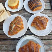 Bacon+egg muffin, Pain au chocolate, Almond croissant, Plain croissant,  Taiwan cream cheese croissant at Argi in Kensington