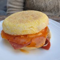 Bacon and egg muffin $13.00 at Argi in Kensington