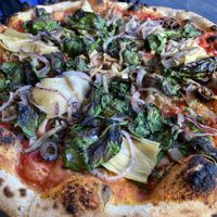 Vegan mix pizza at PizZando in Healdsburg