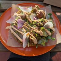 Potato tostada at Tacos Oscar in Oakland