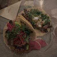 1 mushroom taco and 1 broccoli taco  at Tacos Oscar in Oakland