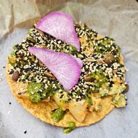 Tostada de papa at Tacos Oscar in Oakland
