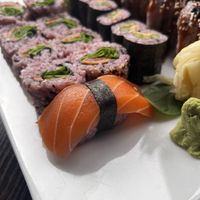 Salmon nigiri  at Tiger Club Vegan Sushi in Berlin