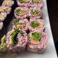 Soy strips ‘inside out’ rolls  at Tiger Club Vegan Sushi in Berlin