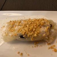 banana in sushi rice dessert at Tiger Club Vegan Sushi in Berlin