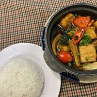 Tofu with vegetables and rice (nice!)  at Sen Vegan House in Ho Chi Minh City