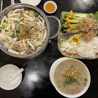 Mushroom hot pot and mushroom porridge  at Sen Vegan House in Ho Chi Minh City