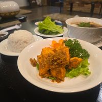 Tofu with lemongrass & chili and Pho at Sen Vegan House in Ho Chi Minh City