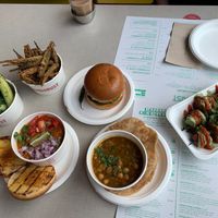 Paneer tikka, pau bhaji, chole, vada pav, okra fries and smacked khakri at Bundobust in Liverpool