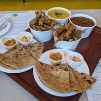 Paratha, okra, dhal and rajma at Bundobust in Liverpool
