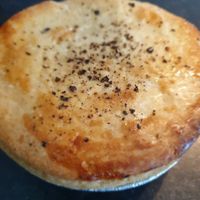 Seitan pie to take home, unwrapped  at Magpye  in North Shields