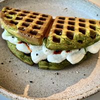 Matcha waffles  at Tea Stories in Eindhoven