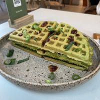 Ricotta waffles: huge, tasty and quite spicy at Tea Stories in Eindhoven