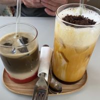 Strawberry hojicha (tasty) and Oreo caramel (very good)  at Tea Stories in Eindhoven