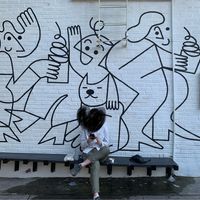 Mural next to the shop   at Swirl in Montreal