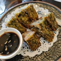 Chive cakes (very good and different from a typical scallion pancake) at Thong Thai in Westerly