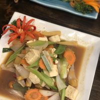 Pineapple Cashew Nut with vegan sauce and steamed tofu. at Thong Thai in Westerly