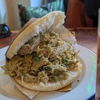 Vegan arepa with avocado, peas and fake meat at Venezolatino in Strasbourg