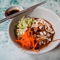 Spicy sauce + sesame sauce / 川味＋麻醬  at Lái Xīn SùShí 來欣素食手工水餃 in Taipei