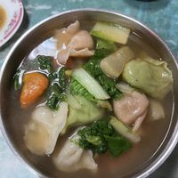 Mixed Dumplings in veggie broth ($120)  at Lái Xīn SùShí 來欣素食手工水餃 in Taipei