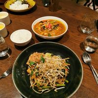 Vegan pad Thai and massaman curry at Siam in Montreal