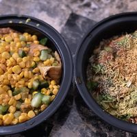 Build your own bowl and samosa chaat at Moti Cafe in Chicago
