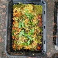 Samosa Chaat -- really tasty!! at Moti Cafe in Chicago