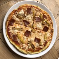 Special of the day, Hawaiian pizza. Vegan ham and pineapple. at Vegan Town in Ajijic