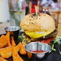 100 % Vegan Burger. Yummy at Vegan Town in Ajijic