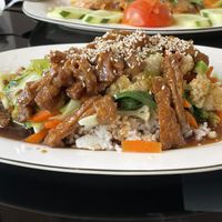 Teriyaki beef bowl, 45,000 kip  at Vegan Center Cafe in Vientiane