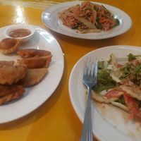 Dishes at Vegan Center Cafe in Vientiane