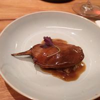 Candied aubergine in miso sauce at Xavier Pellicer in Barcelona
