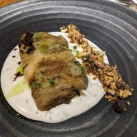 Eggplant with cream at Xavier Pellicer in Barcelona