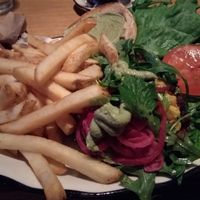 Mushy AF cauliflower burger with undercooked fries.  at Venetian Hotel - Black Tap in Las Vegas