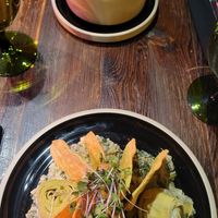 Trempette d'artichauts et soupe du moment at Don Vegan in Quebec