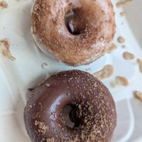 A vanilla churro donuts and a chocolate churro donut, parents snagged theirs before I could take a photo of the whole box, LOL. at Maui Ono Donuts in Kihei