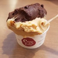 Vegan dark chocolate and salted peanut (together taste a bit like snicker) at Creme de la Creme - Zmrzlinový Salon  in Prague