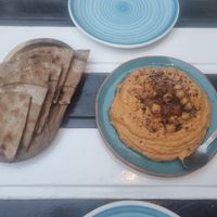 Sweet potato and smoked pepper Hummus at Pernera in Patmos