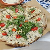 cheesy Turkish pizza at Pernera in Patmos