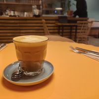 Oat milk flat white at Vevay Kitchen in Frankfurt