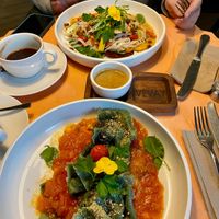 Truffle ravioli and noodle bowl at Vevay Kitchen in Frankfurt