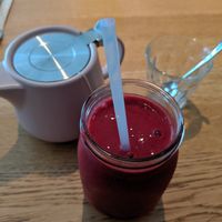 A smoothie and tea perfect the sojourn. at Vevay Kitchen in Frankfurt