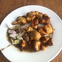 Gobi Pakora (frittierter Blumenkohl in Linsenmehlteig)  at Badshah in Hamburg