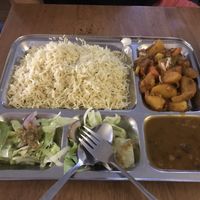 Gluten free vegan thali - Dahl & vegan curry rice & salad : D at Badshah in Hamburg