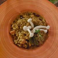 Main : orzotto with veggies and red curry. Good meal, very tasty (a bit warm when it's more than 30 degrees) at Pandora Greenbox in Split